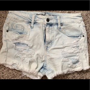 Distressed light wash jeans